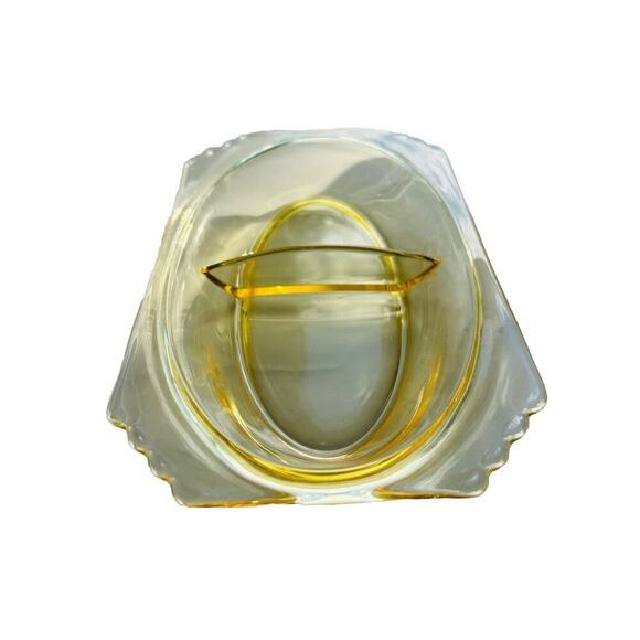 Fostoria Mayfair Relish Dish 2 Part 9” Long Yellow Topaz Vintage Candy Trinket - Picture 3 of 15